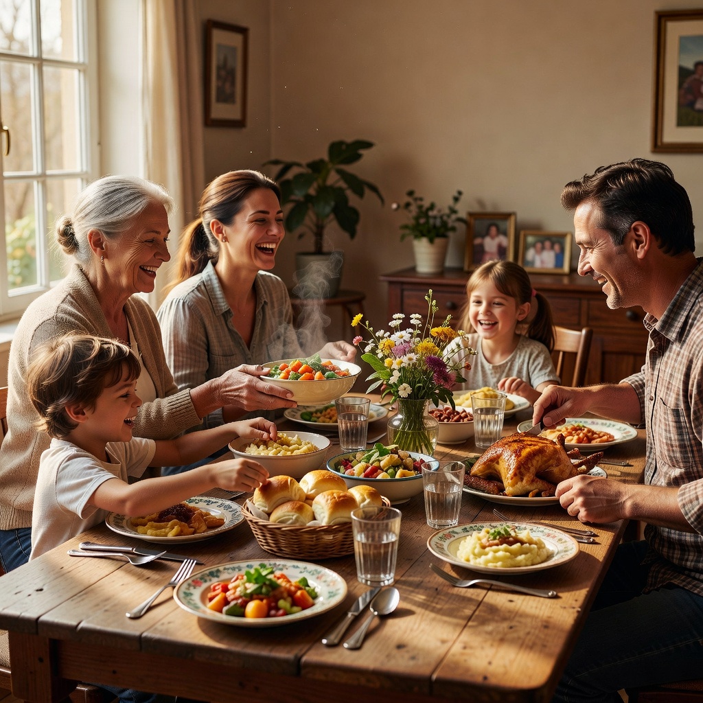 Family meal setting