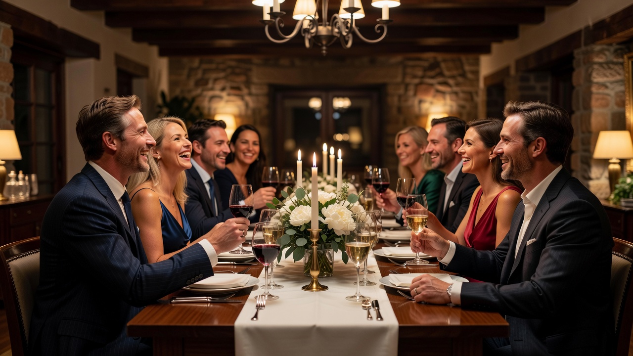 Guests enjoying a private dinner party