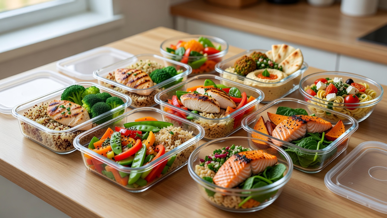 Multiple prepared meals in containers